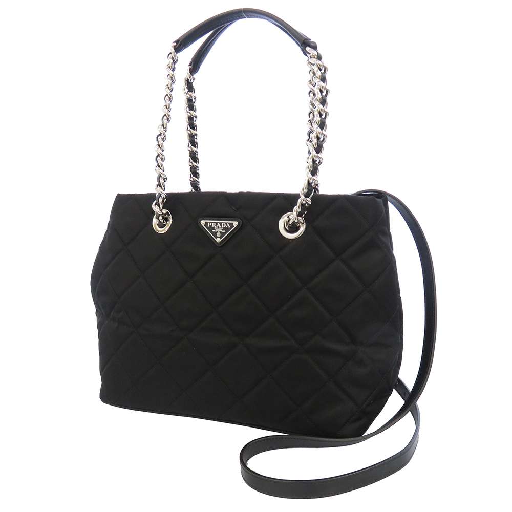 Prada bag 1BG740 2WAY shoulder tote bag Chain strap Tessuto Impuntu Quilted nylon black