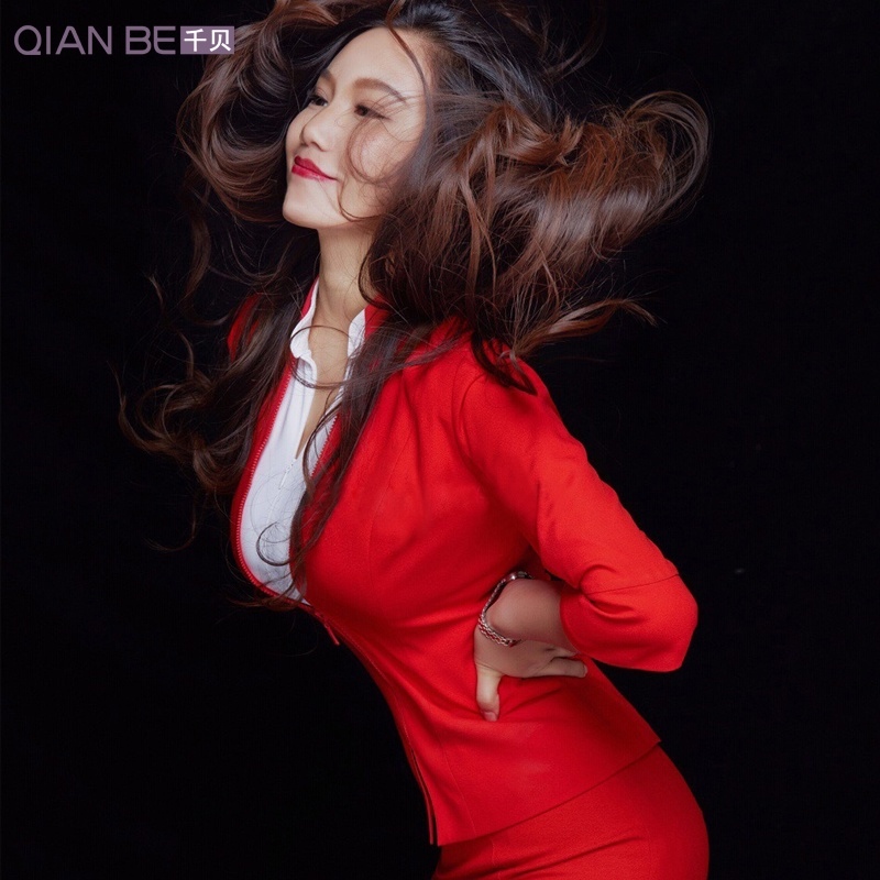 ♘✵ Customized High-End Professional Wear Women's Suit Summer Red Fashion Classy Goddess Van Asian Airlines Uniform Formal Overalls