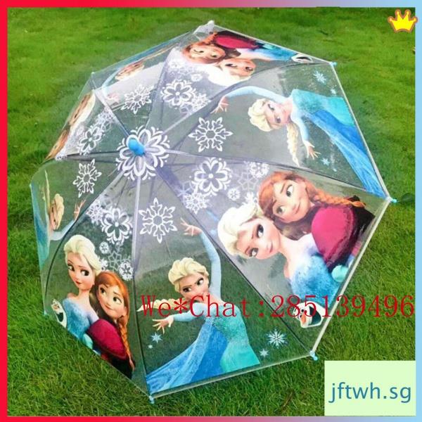 ▩♟❄ 单■✿?★Frozen Children's Umbrella Female Cartoon Kindergarten Child Princess Transparent Boy pbob