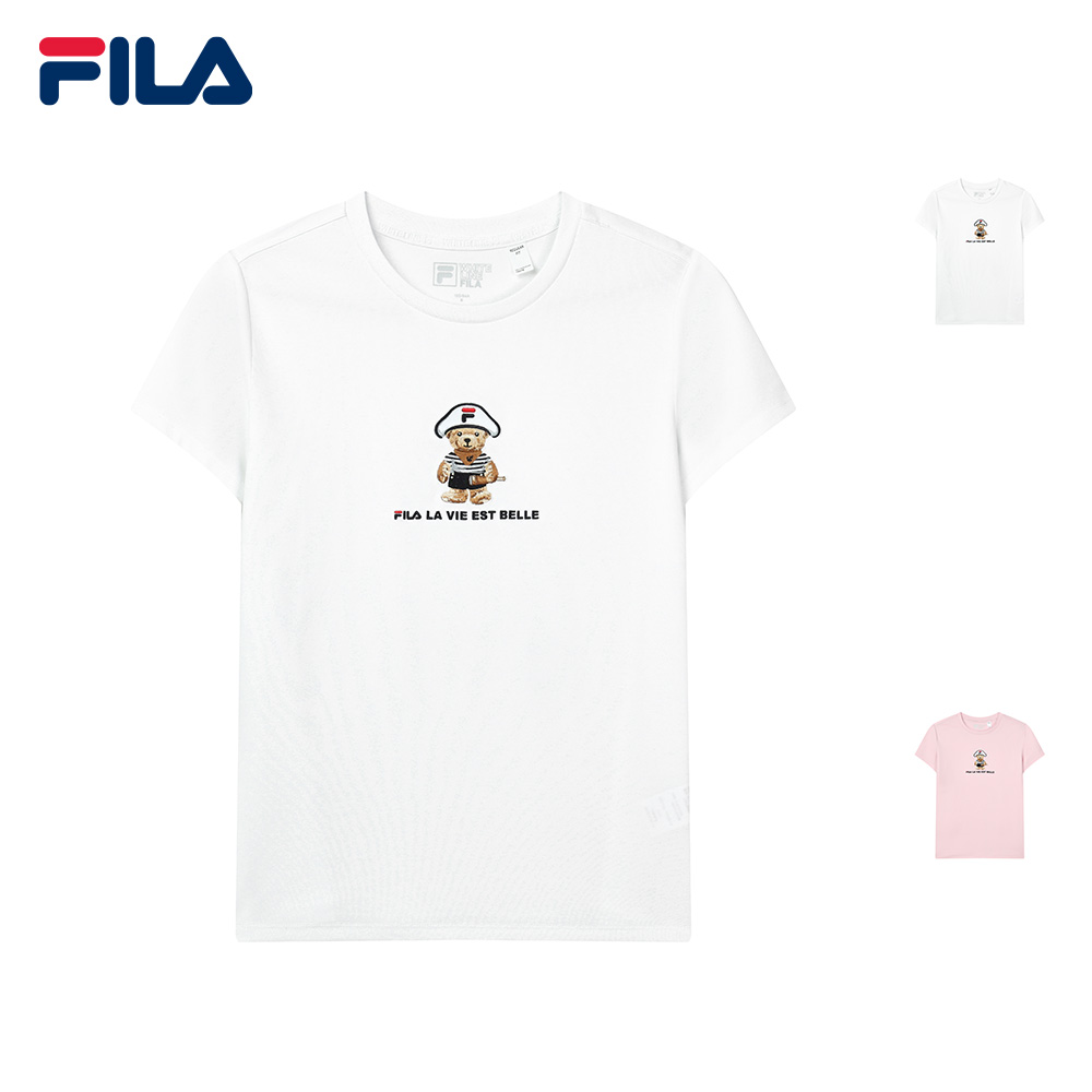 Women's Embroidered FILA Bear Logo T-shirt