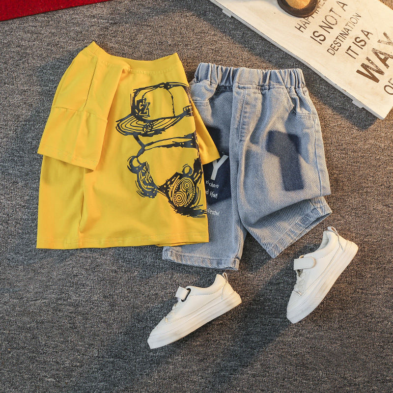 [Lynn's Store] Boys short-sleeved suit 2022 summer clothes new Korean version of foreign style baby  children's two-piece suit