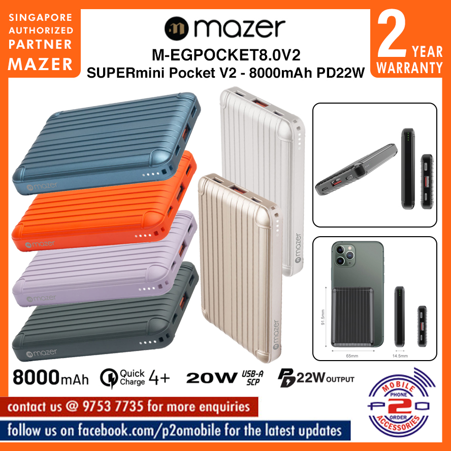 Mazer M-EGPOCKET8.0V2 Infinite.Boost SuperMINI Pocket 8.0 V2 (8000mAh) USB-C Ultra Fast Charging Power Bank